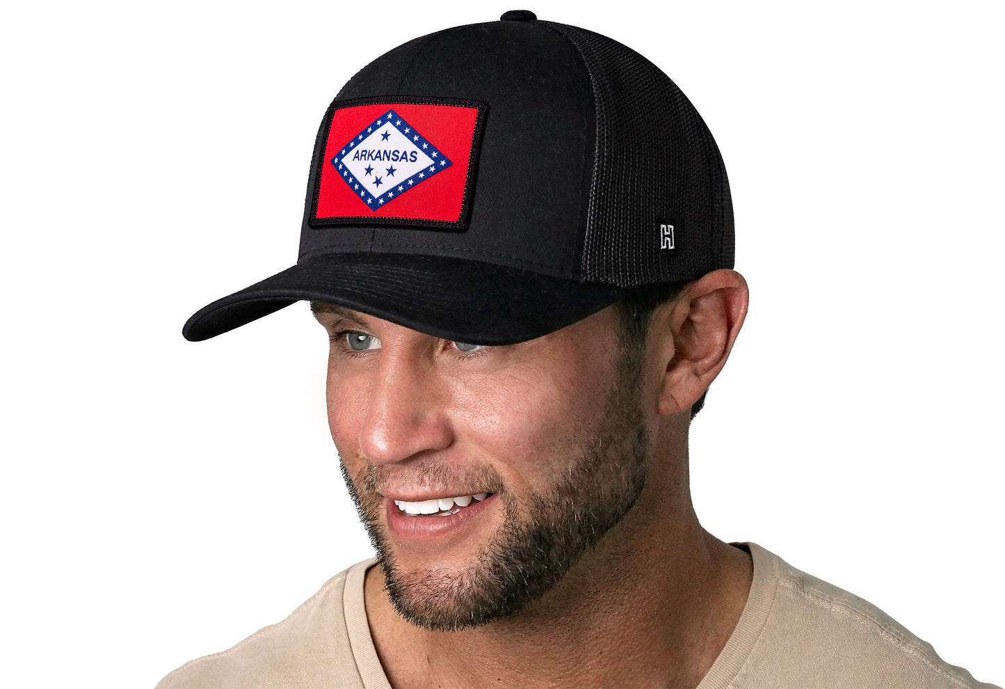 Arkansas Flag Trucker Hat  |  Black Arkansas Flag Snapback