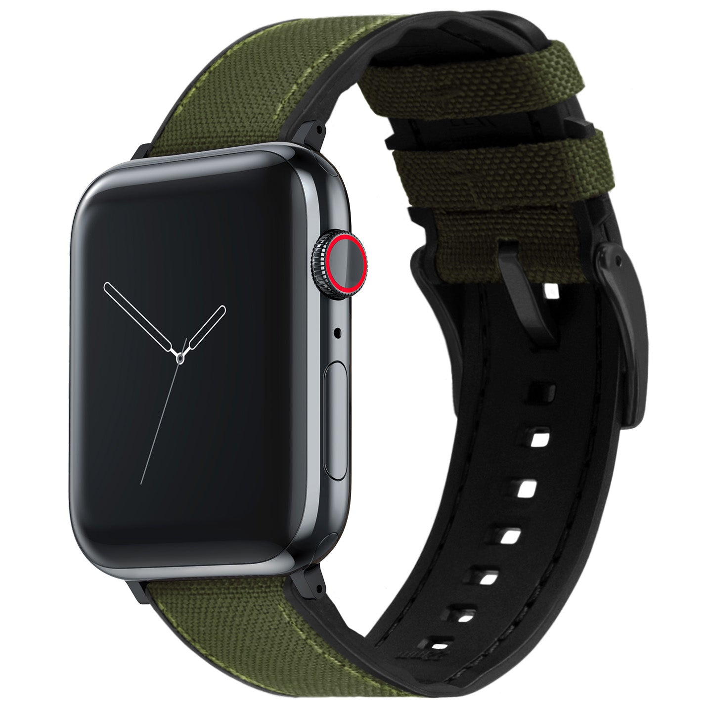 Apple Watch Army Green Cordura Fabric And Silicone Hybrid Watch Band