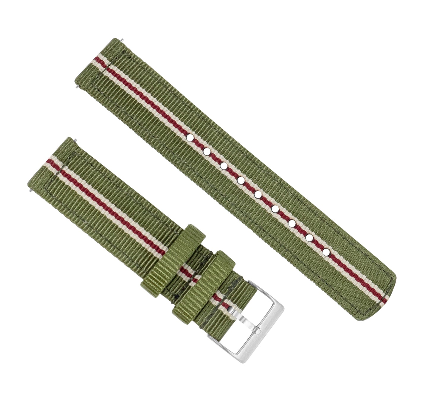 Army Green Crimson Two Piece NATO® style Watch Band