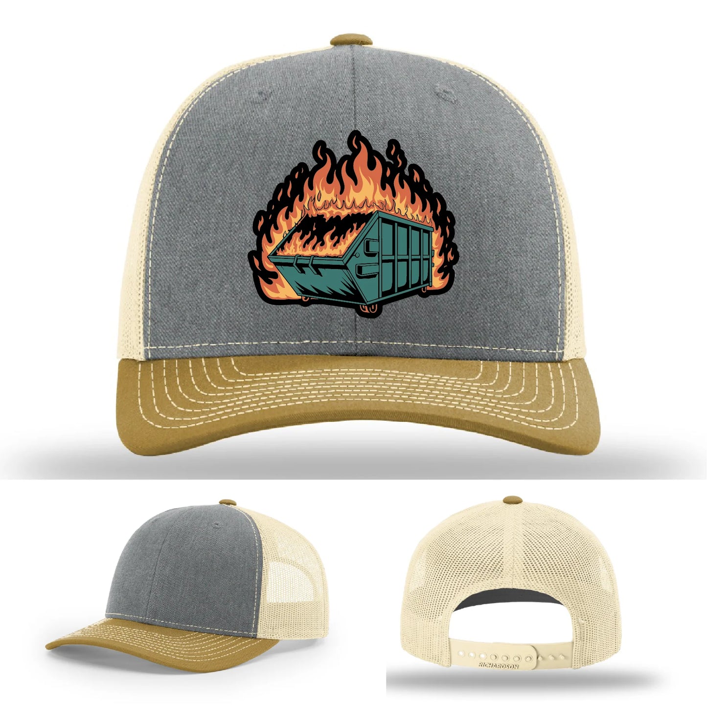 Dumpster Fire Leather Patch Hat