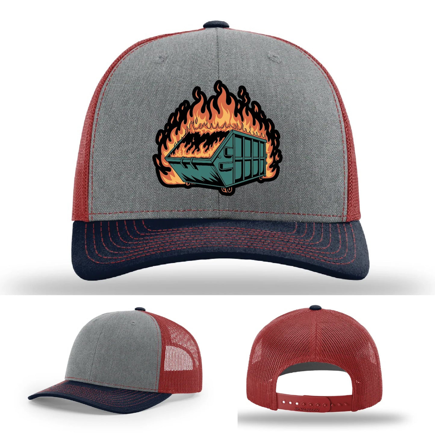 Dumpster Fire Leather Patch Hat