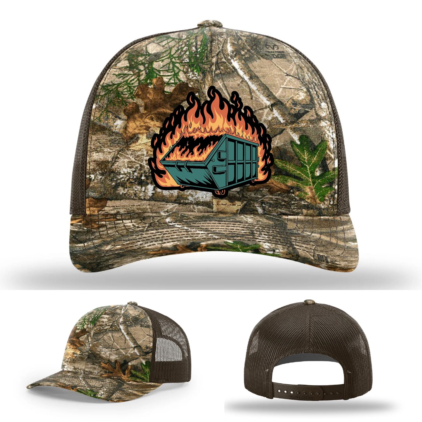 Dumpster Fire Leather Patch Hat