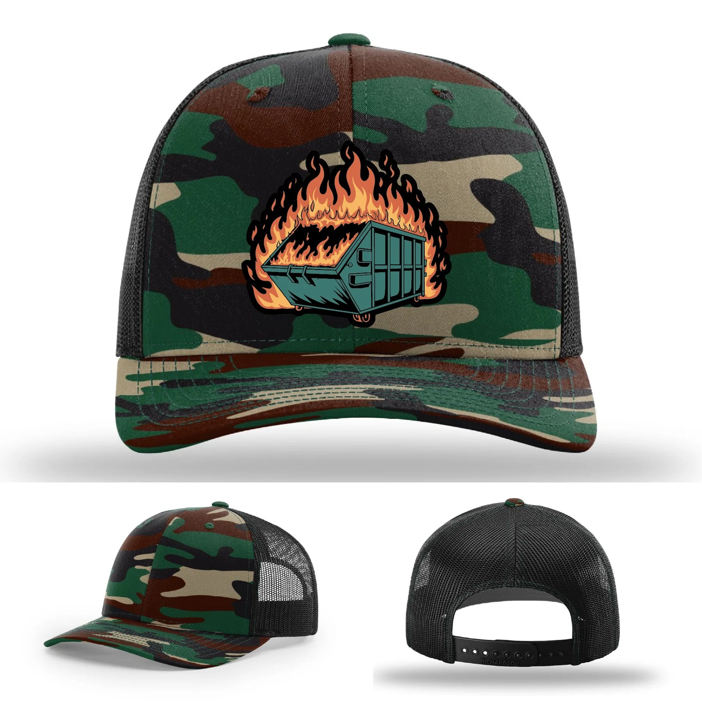Dumpster Fire Leather Patch Hat