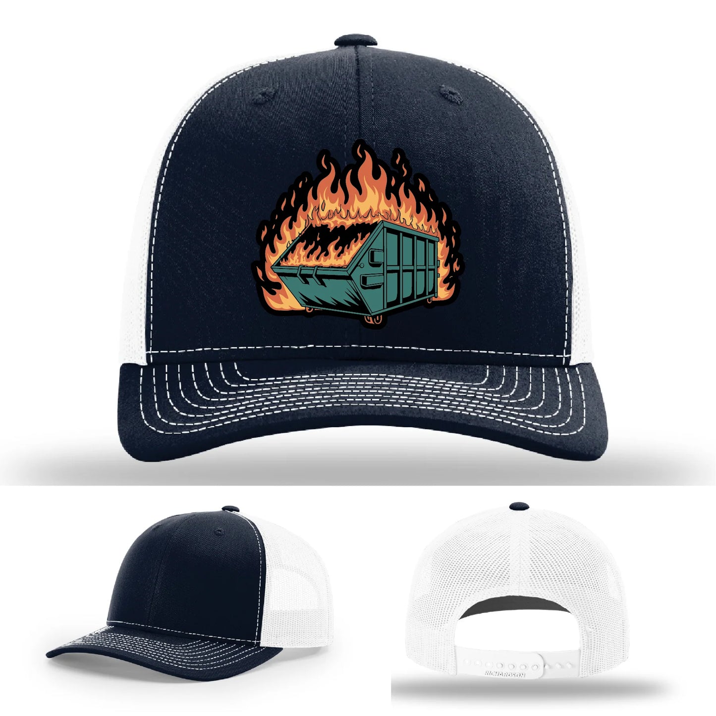 Dumpster Fire Leather Patch Hat