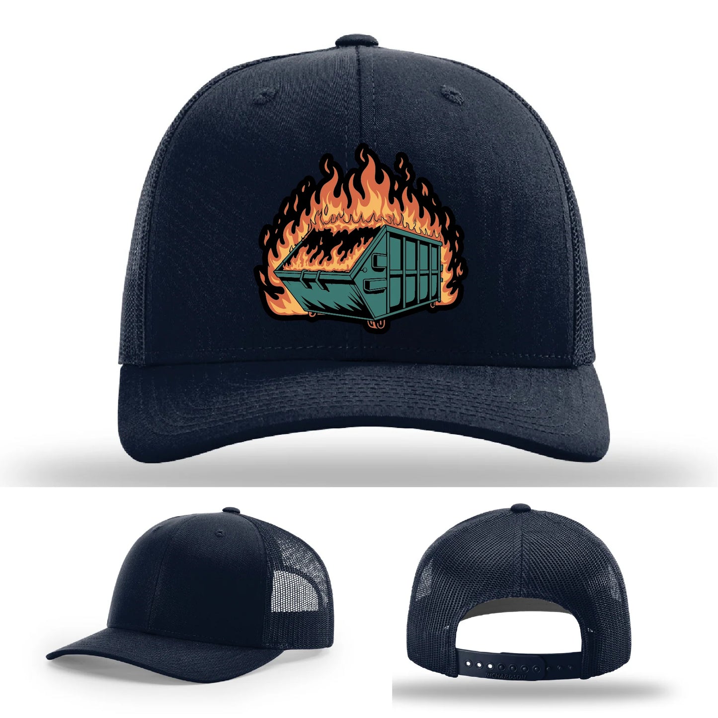 Dumpster Fire Leather Patch Hat