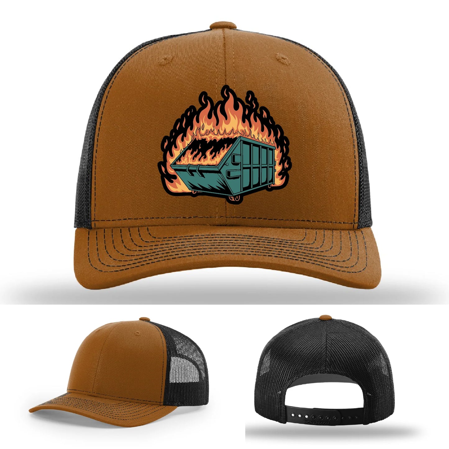 Dumpster Fire Leather Patch Hat