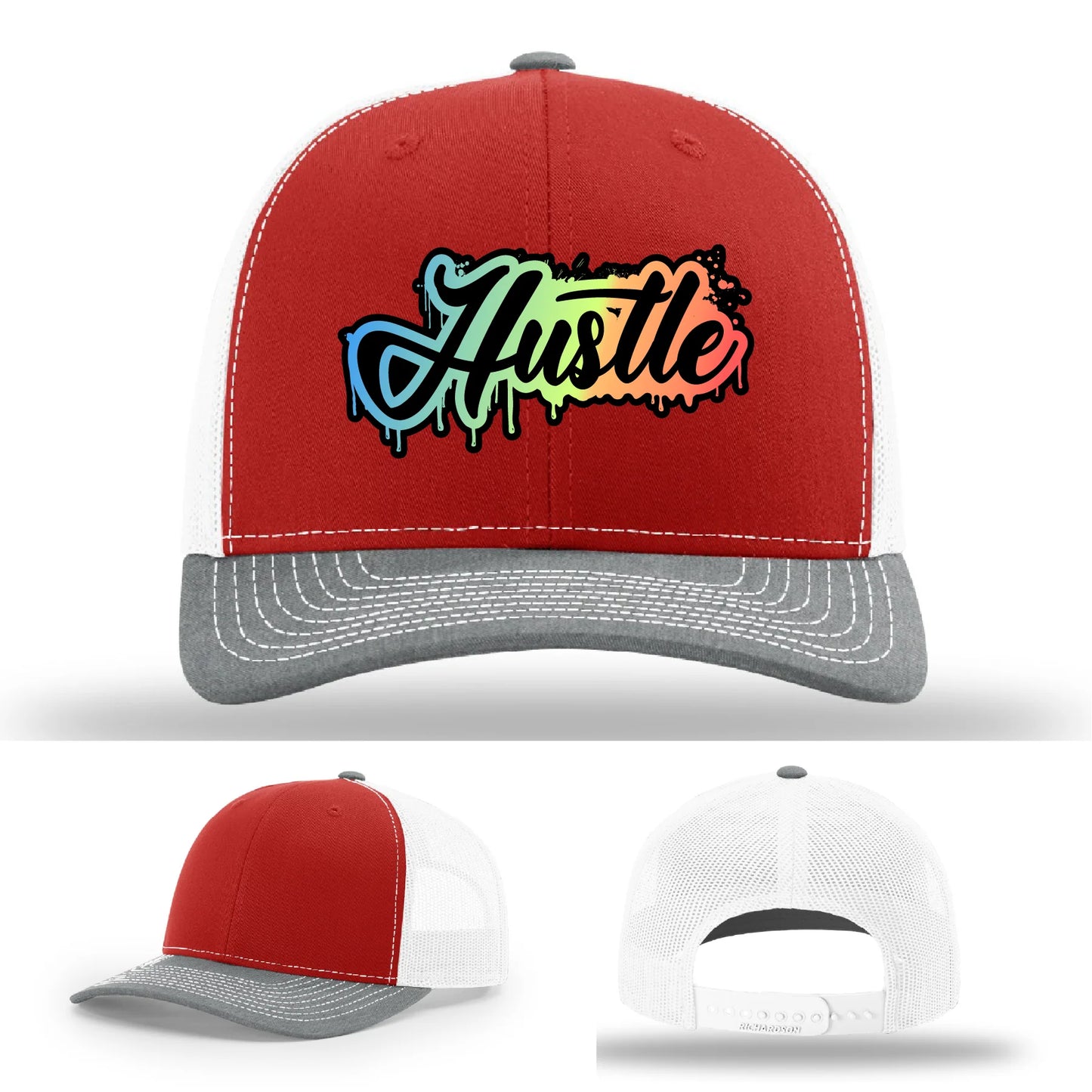 Hustle Leather Patch Hat Graffiti Gradient