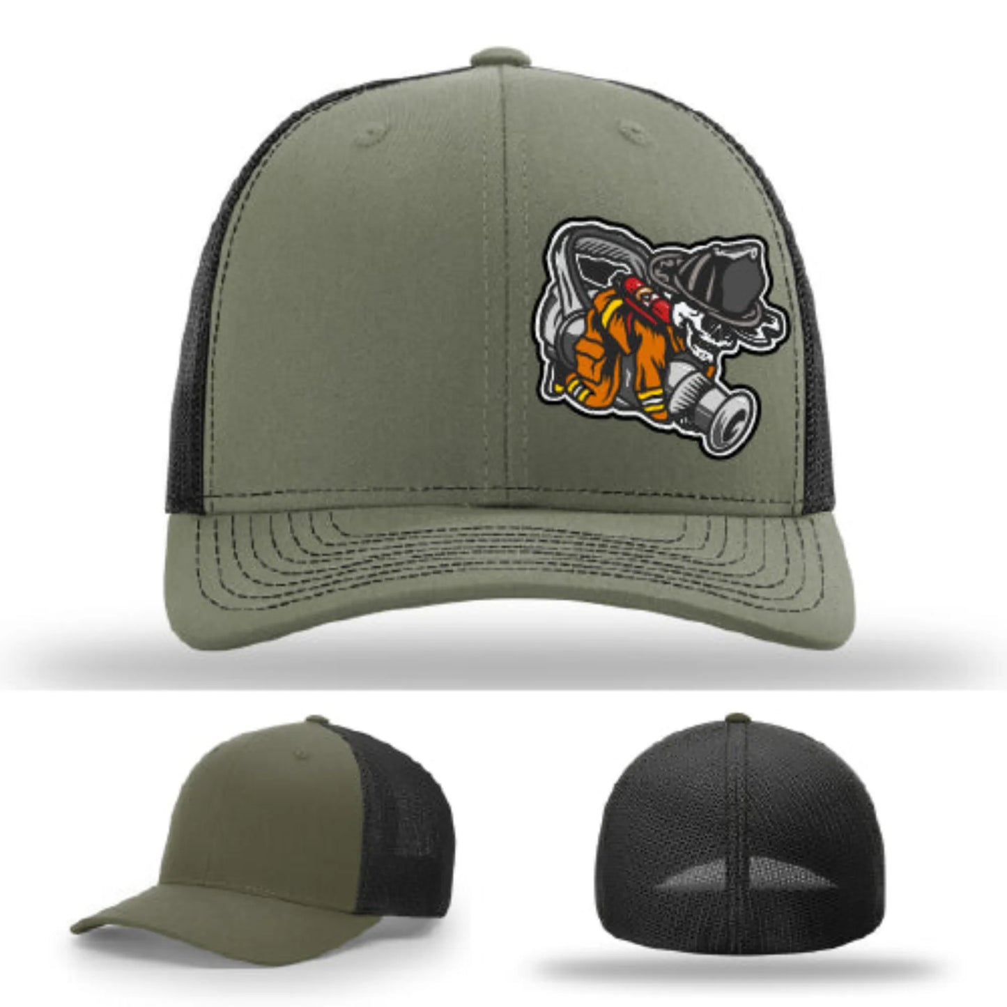 Straight Stream Psycho Firefighter Leather Patch Hat