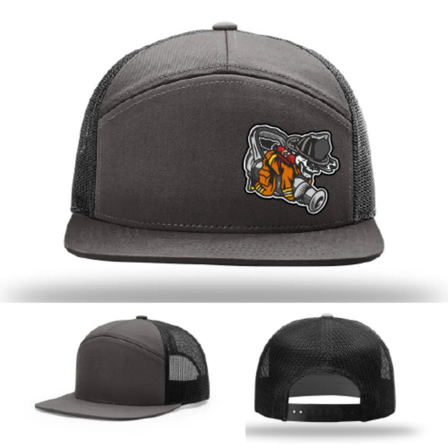 Straight Stream Psycho Firefighter Leather Patch Hat