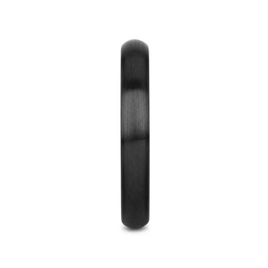 ATTOR Domed Brush Finished Black Ceramic Wedding Band - 2mm