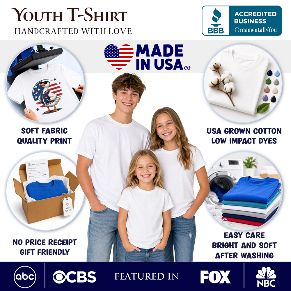 Kids Patriotic Statue of Liberty and Fireworks T-Shirt, Festive 4th of July Youth Tee