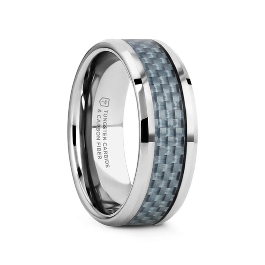 AUGUSTUS Blue Carbon Fiber Inlay Tungsten Carbide Band - 4mm - 10mm