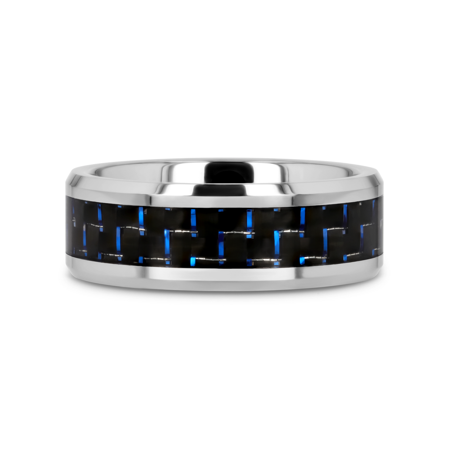AUXILIUS Tungsten Carbide Ring with Black & Blue Carbon Fiber Inlay - 6mm - 10mm