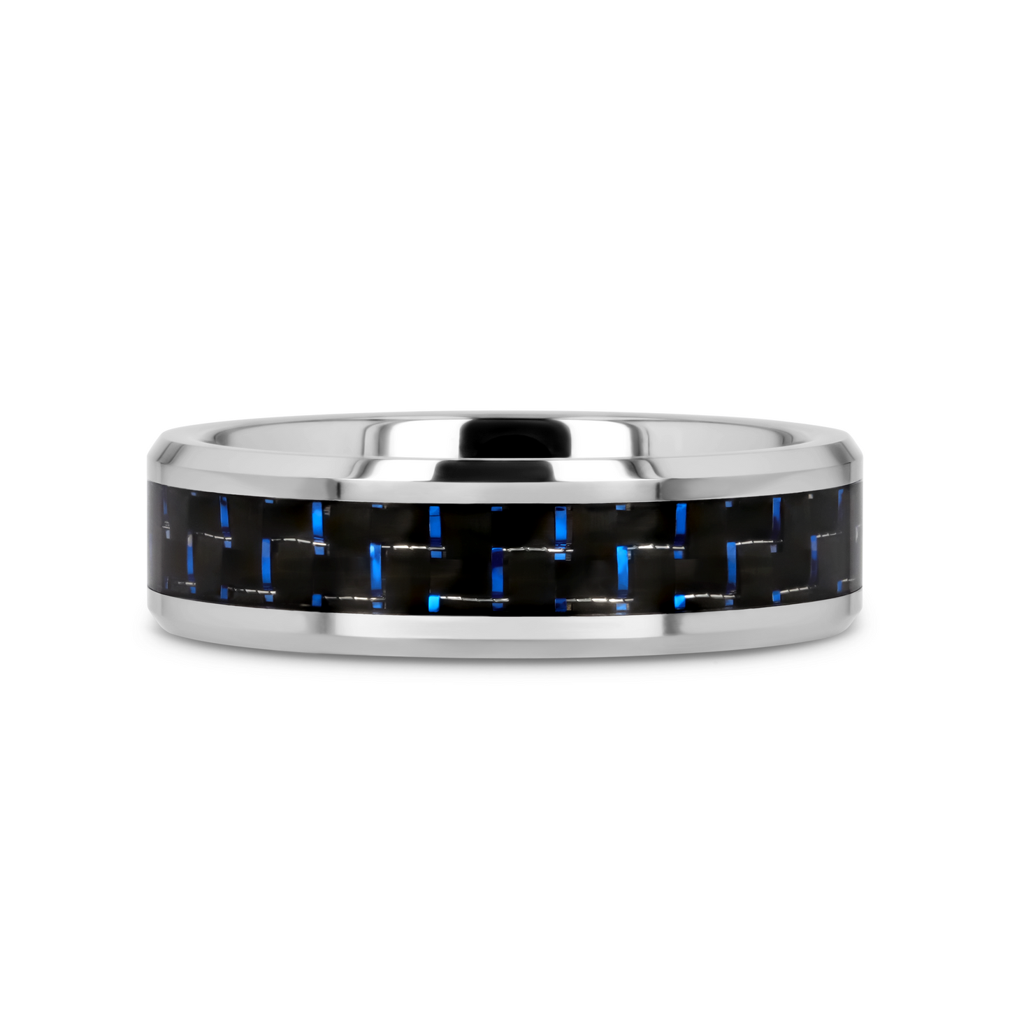 AUXILIUS Tungsten Carbide Ring with Black & Blue Carbon Fiber Inlay - 6mm - 10mm