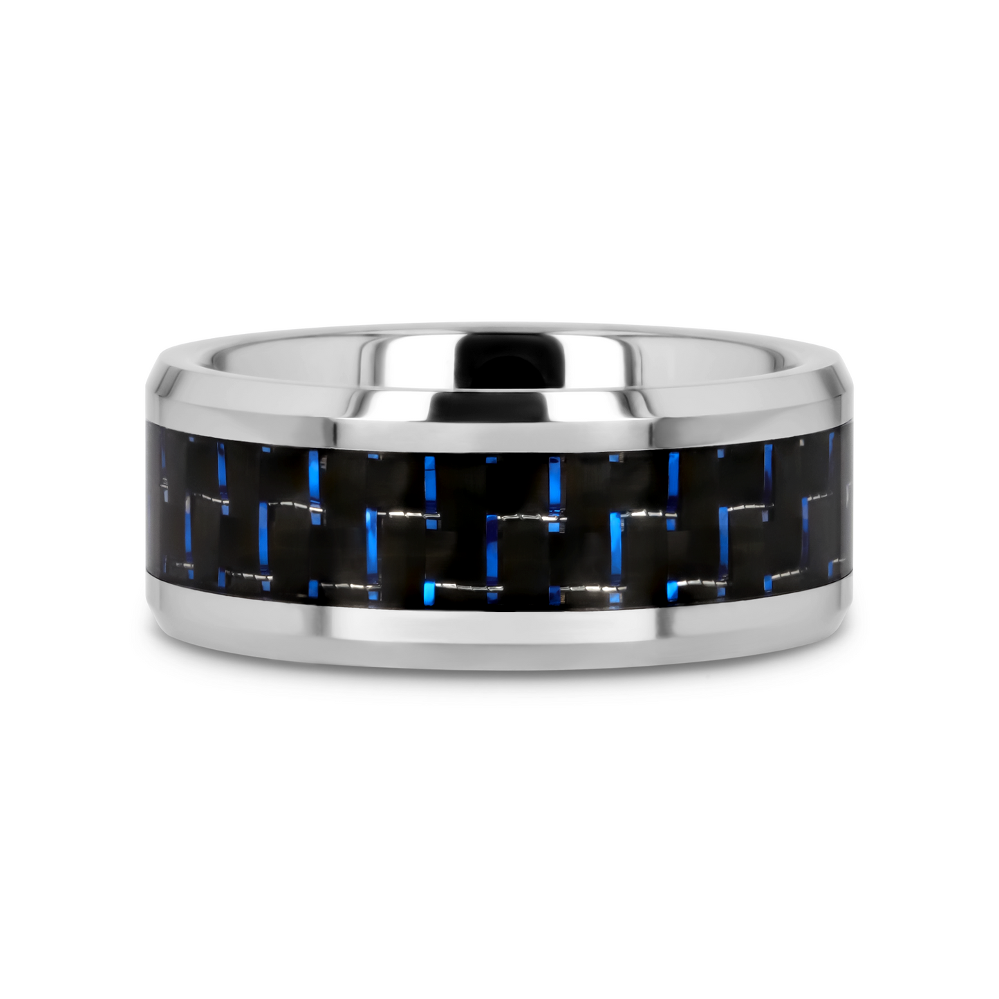 AUXILIUS Tungsten Carbide Ring with Black & Blue Carbon Fiber Inlay - 6mm - 10mm