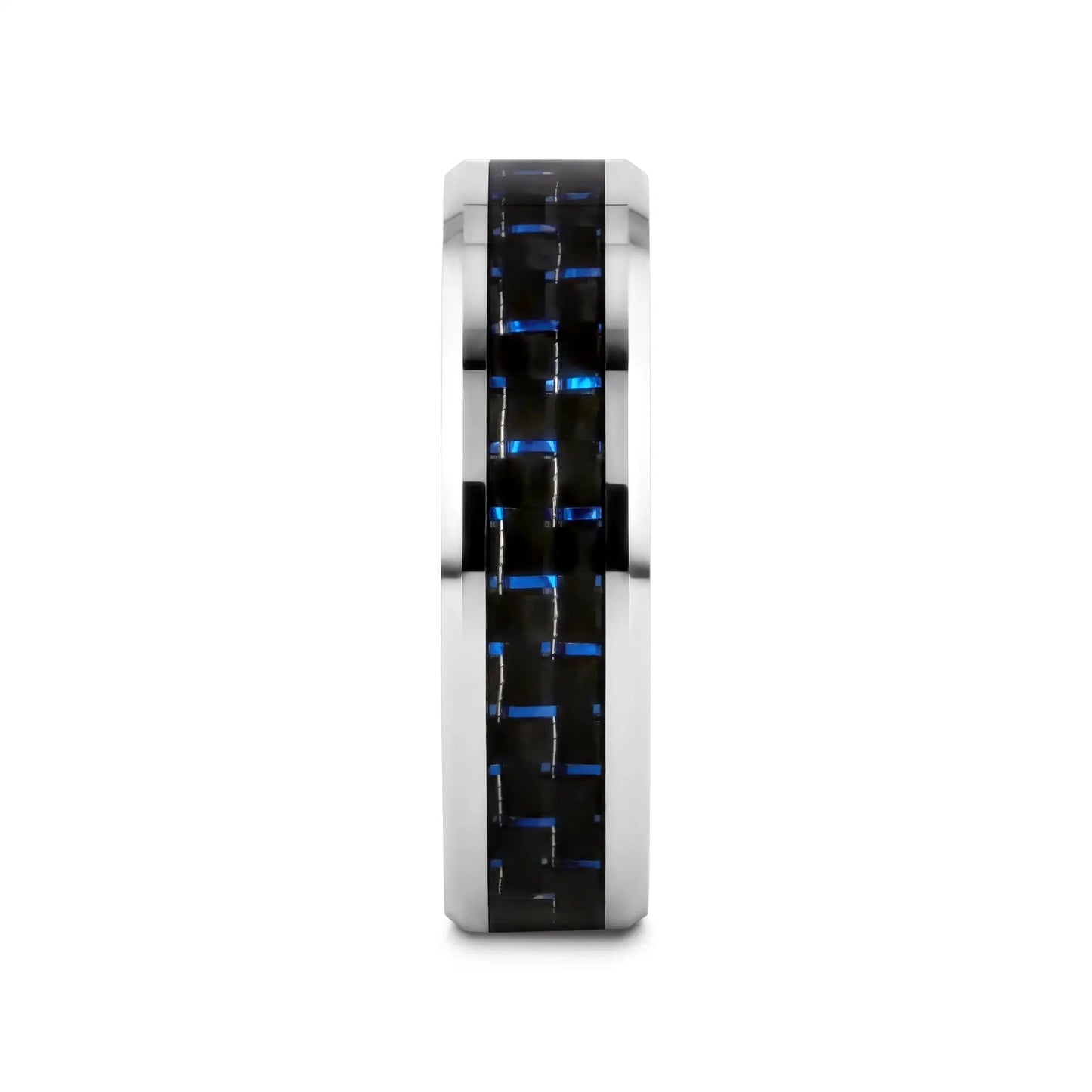 AUXILIUS Tungsten Carbide Ring with Black & Blue Carbon Fiber Inlay - 6mm - 10mm