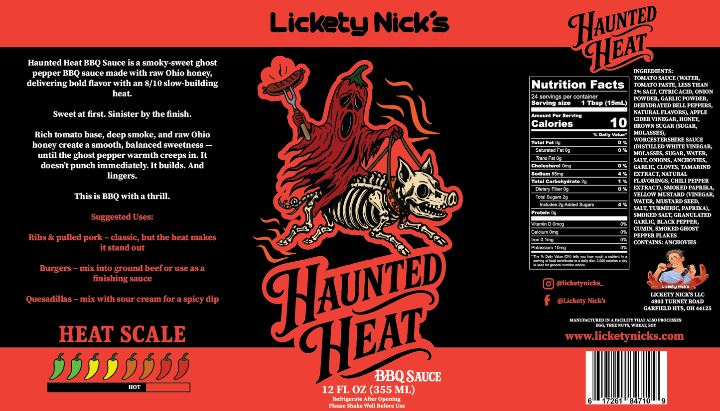 Haunted Heat BBQ Sauce, Sweet, smoky BBQ… then the heat haunts you