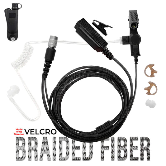 Velcro Tactical Mic & Earpiece Braided Fiber Kit w/ Quick Disconnect (Hirose) - Maxon/Tecnet, RCA - PRODIGI Digital & More
