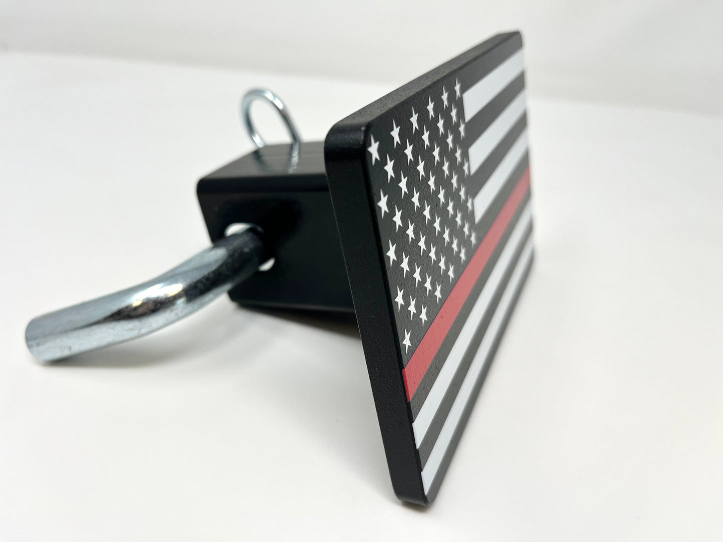 American Flag With Red Line Hitch Cover