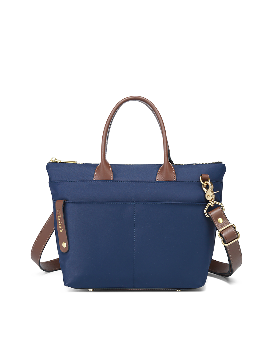 Dot | Navy Nylon + Brown Leather