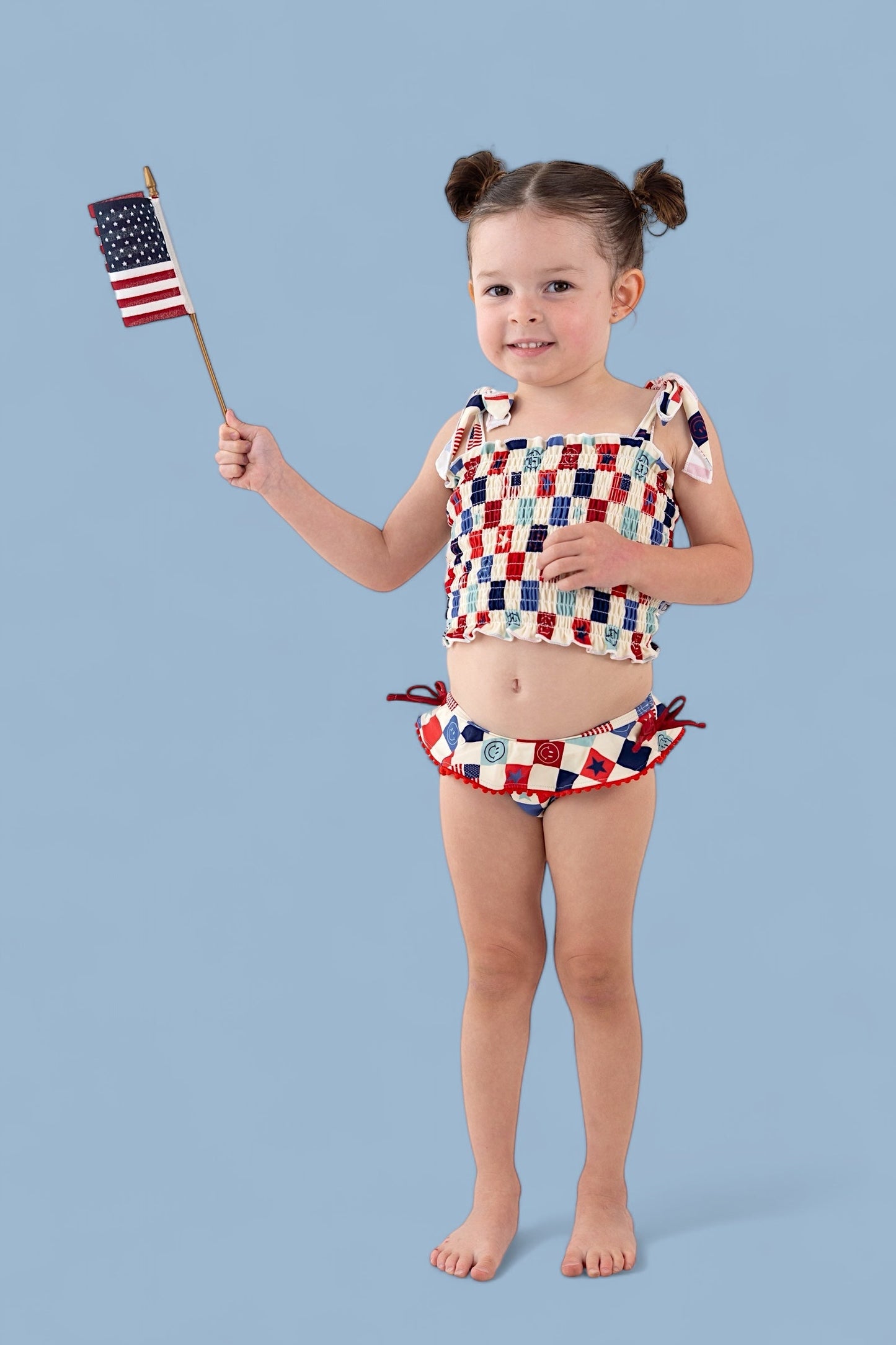 HOME OF THE FREE CHECKERS DREAM TANKINI TWO PIECE SWIM SUIT