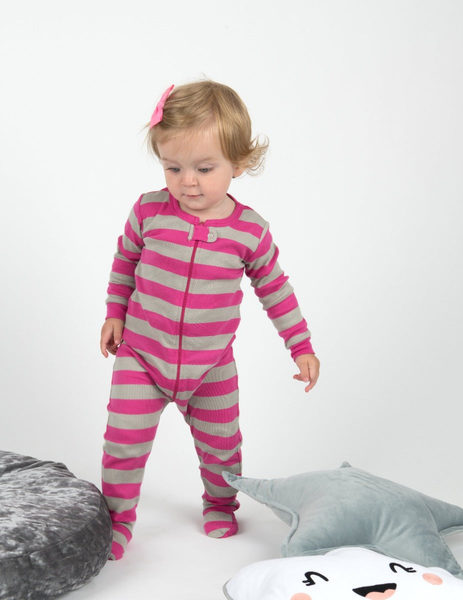 Baby Footed Pink Striped Pajamas