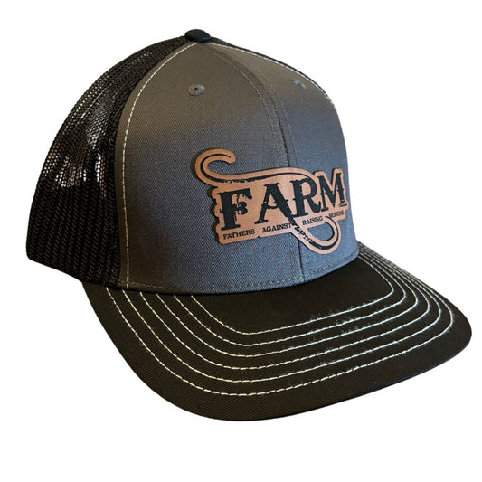 FARM Leather Patch Snap Back Hat - Black/Charcoal/Black