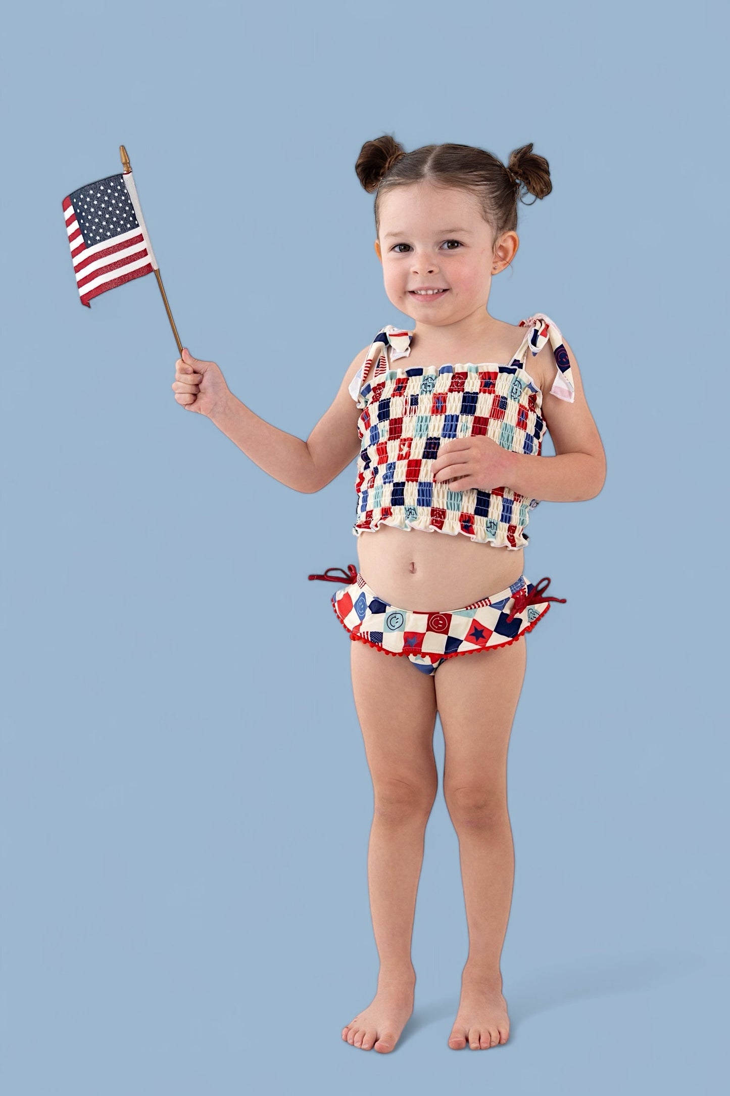 HOME OF THE FREE CHECKERS DREAM TANKINI TWO PIECE SWIM SUIT