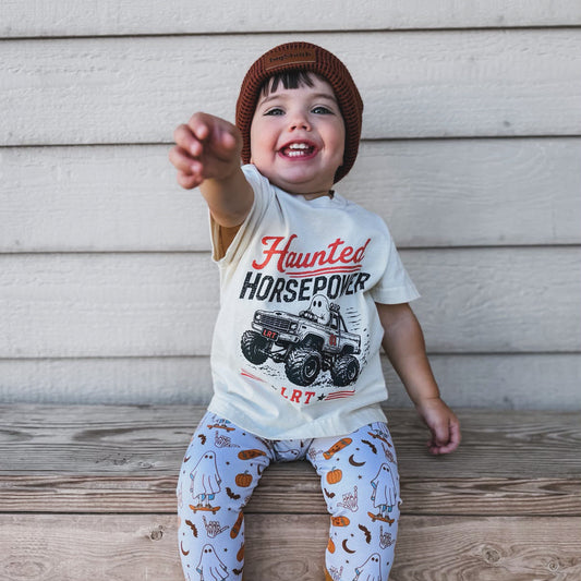 HAUNTED HORSEPOWER HALLOWEEN TEE - VINTAGE CREAM