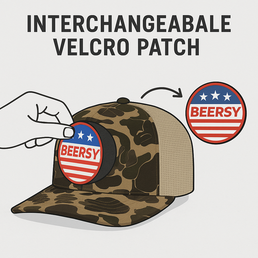 Camo Snapback Hat with Interchangeable Velcro Logo Patch
