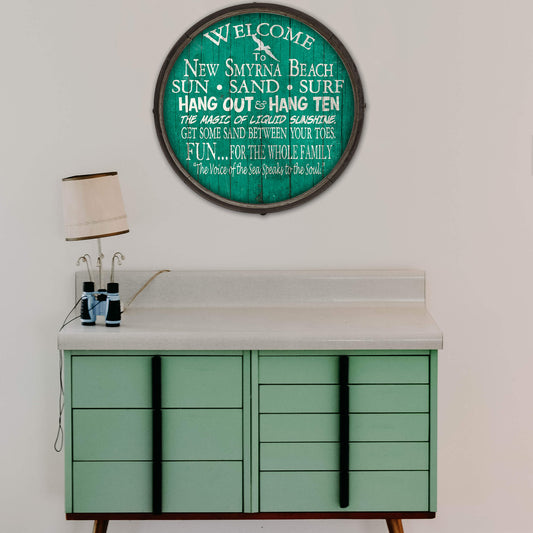 Welcome to the Beach - Barrel End Wall Art
