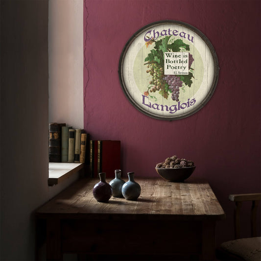 Wine is Bottled Poetry: Personalized - Barrel End Wall Art