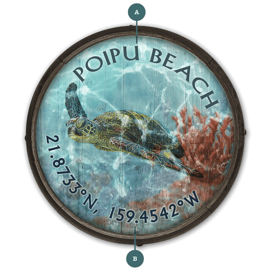 A Sea Turtle's Adventure - Barrel End Wall Art