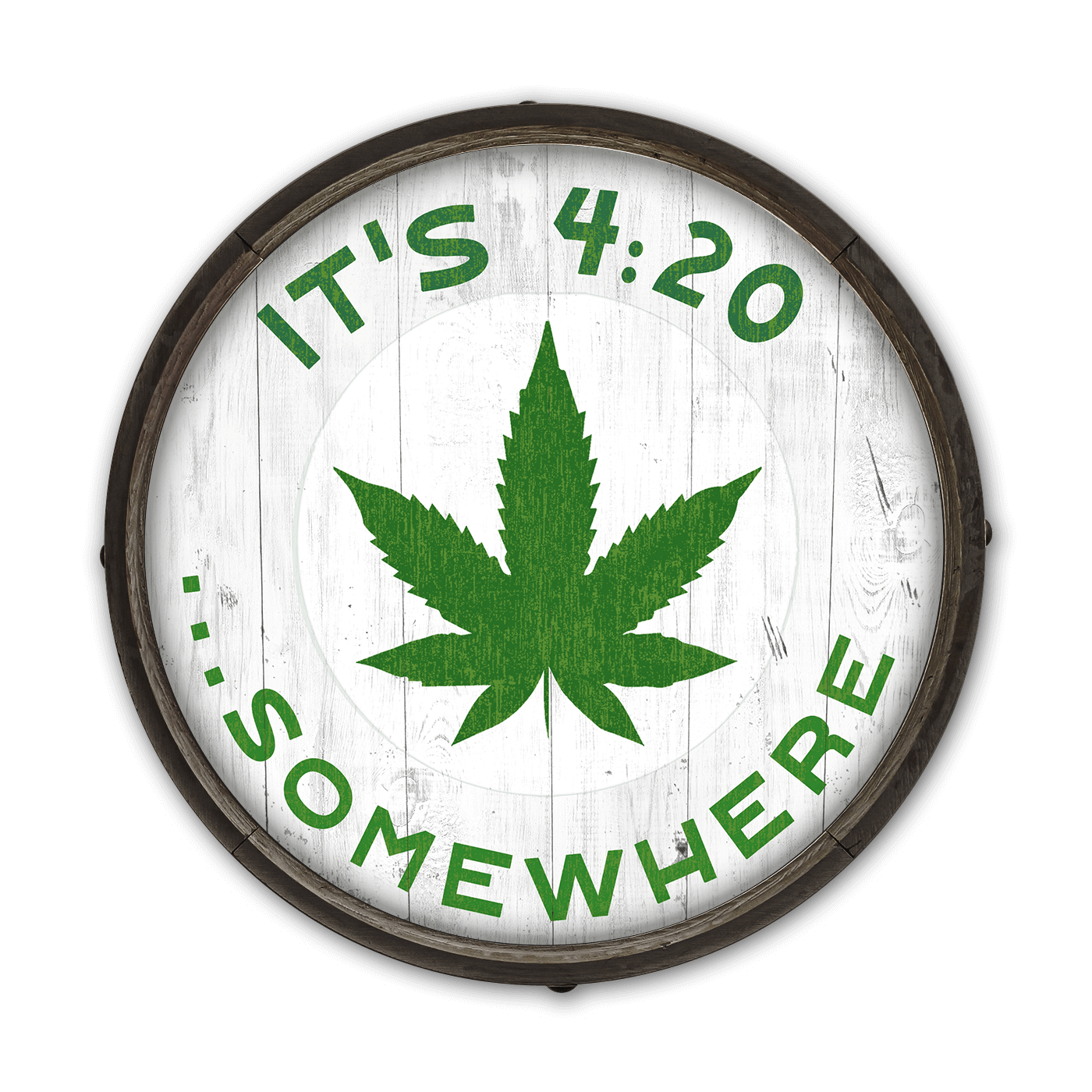 It's 4:20 Somewhere - White - Barrel End Wall Art