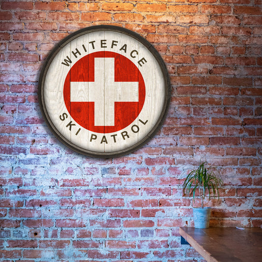 Vintage Ski Patrol Sign - Barrel End Wall Art