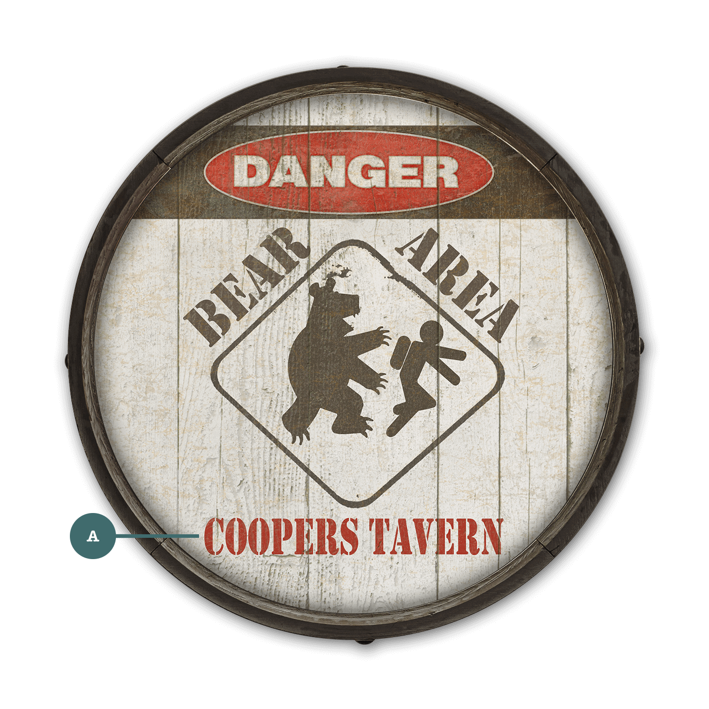 Bear Warning Sign - Barrel End Wall Art