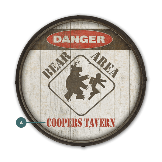 Bear Warning Sign - Barrel End Wall Art