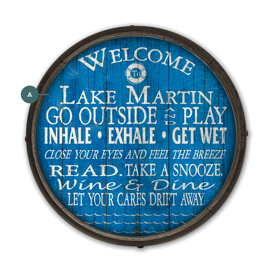 Welcome to the Lake: Personalized - Barrel End Wall Art