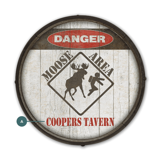 Moose Warning Sign - Barrel End Wall Art