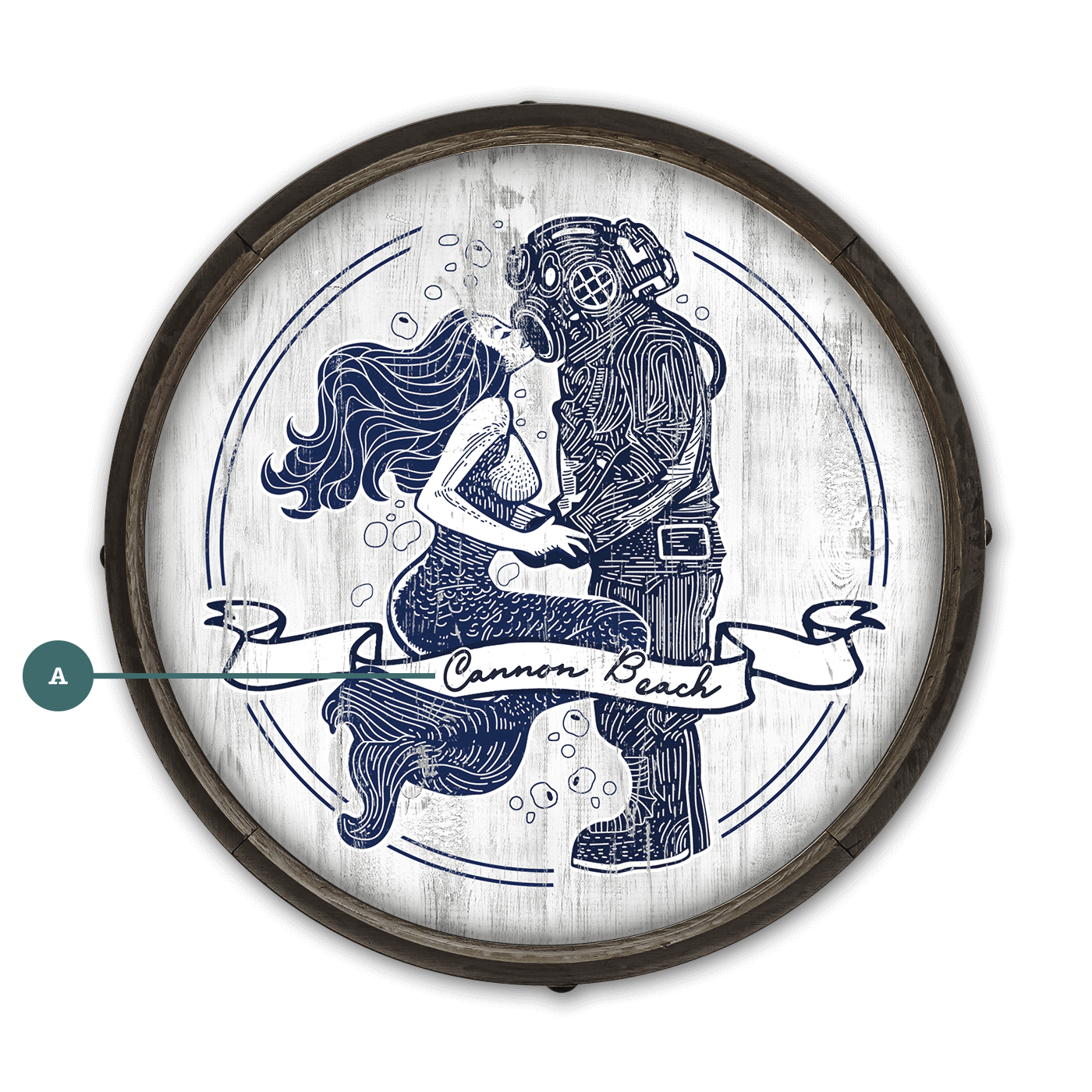 Mermaid Kisses: Personalized - Barrel End Wall Art