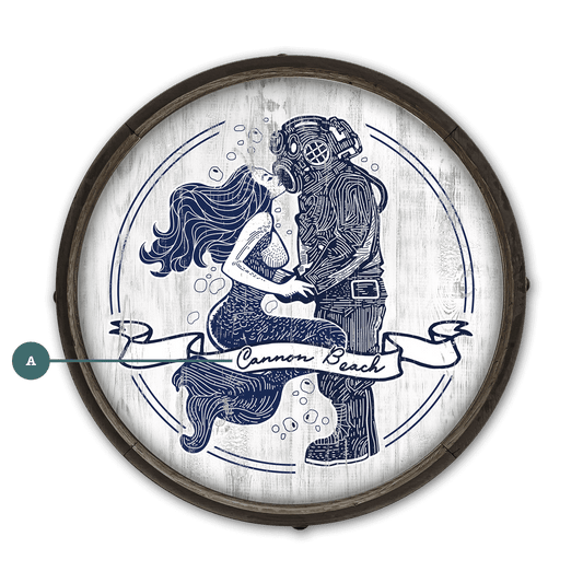 Mermaid Kisses: Personalized - Barrel End Wall Art