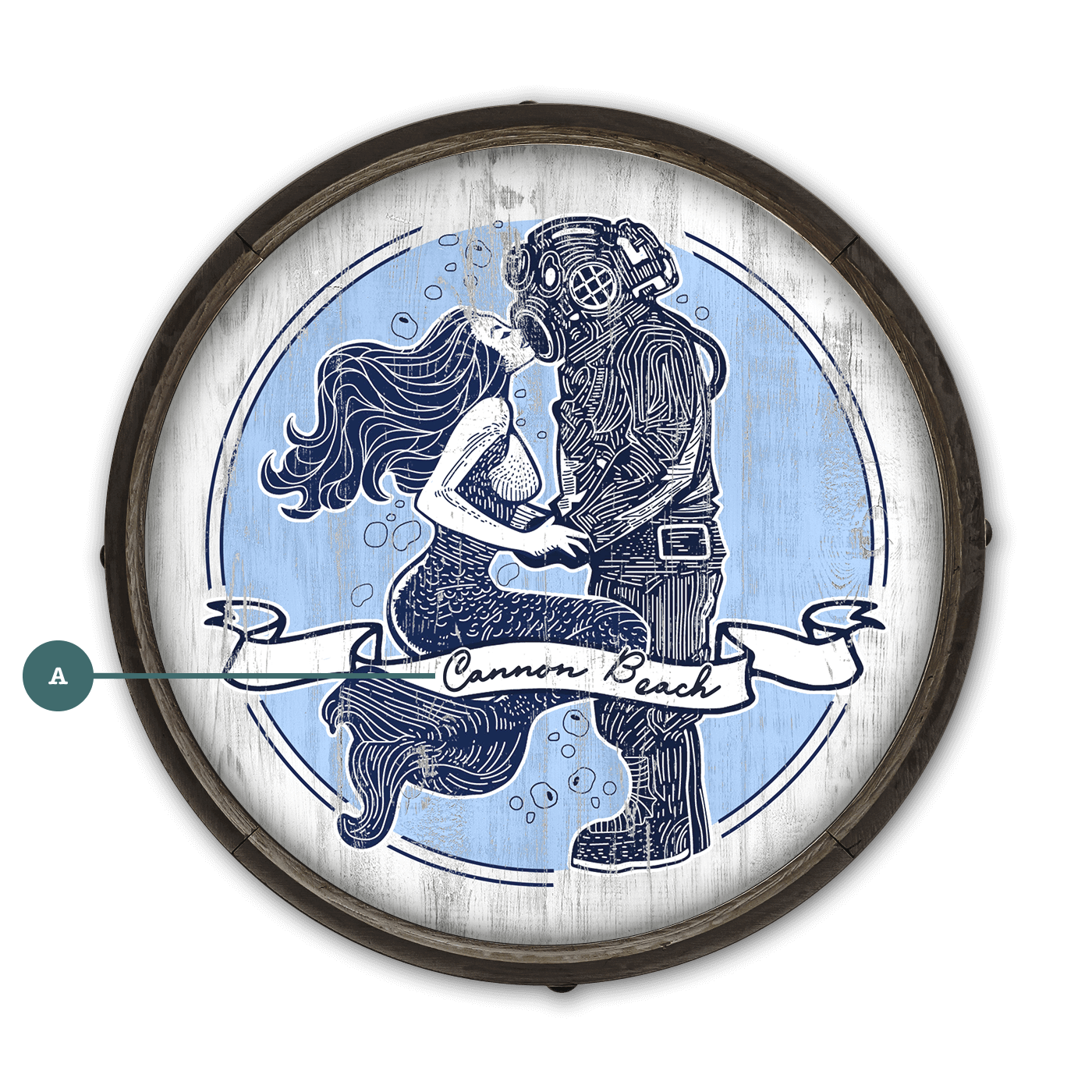 Mermaid Kisses: Personalized - Barrel End Wall Art