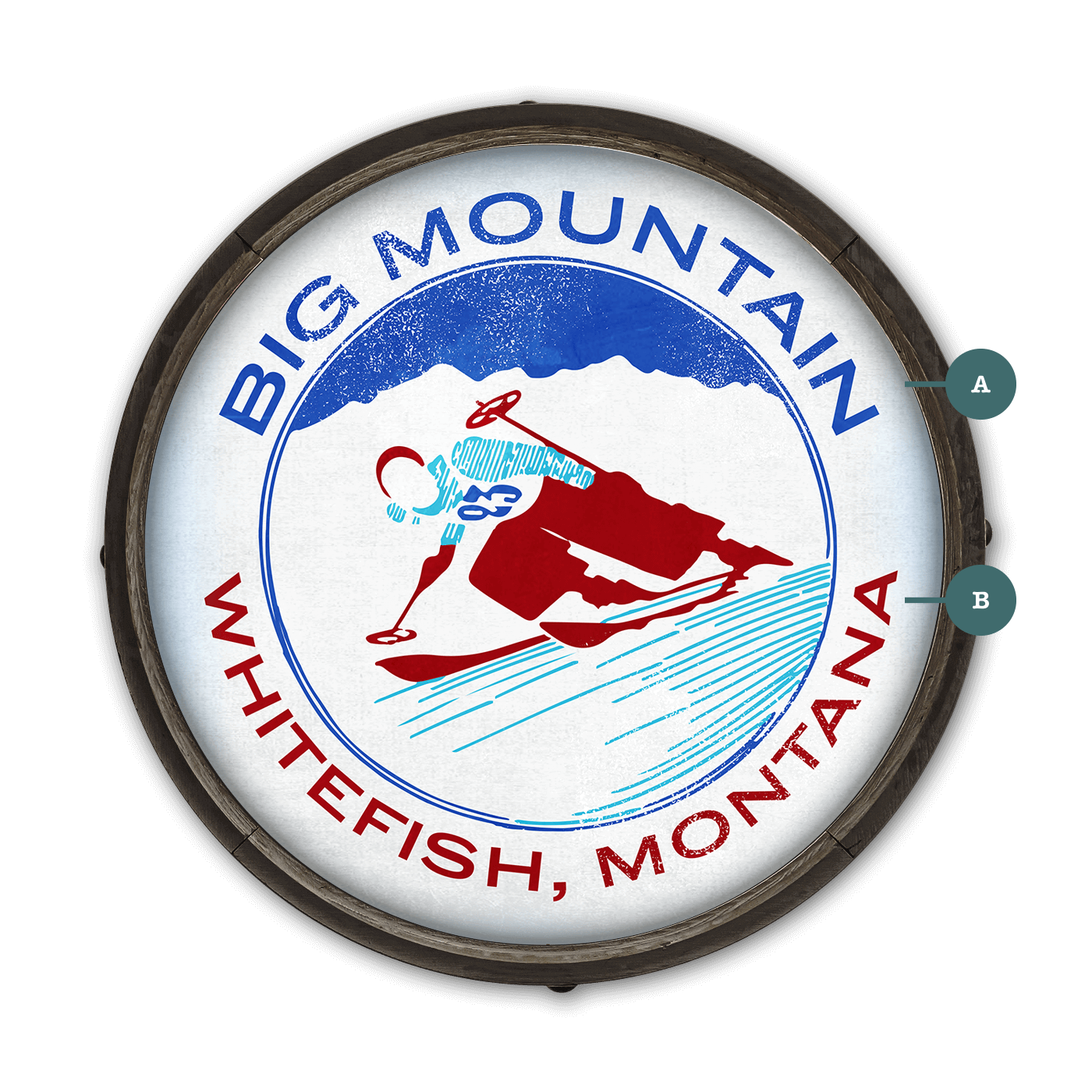 Alpine Rush Downhill Skier - Barrel End Wall Art