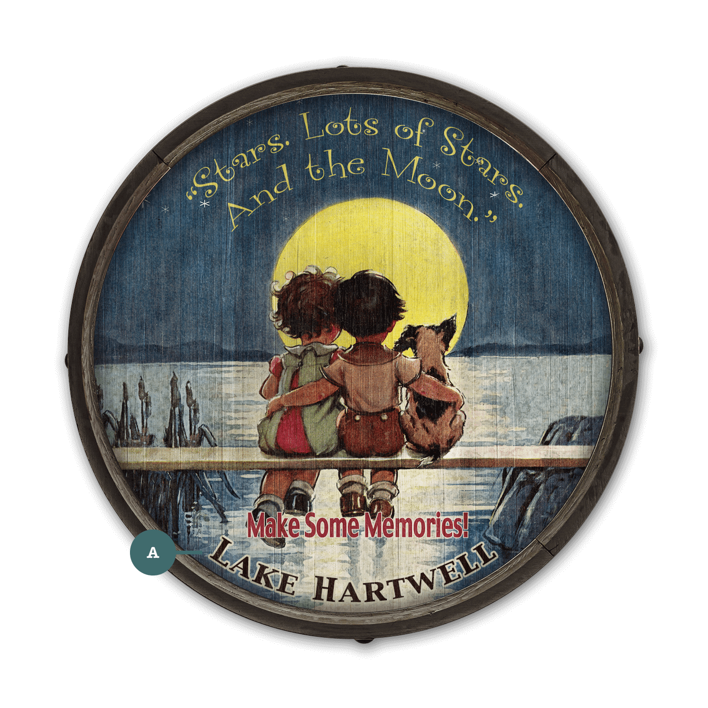 Stars and the Moon: Lake - Barrel End Wall Art