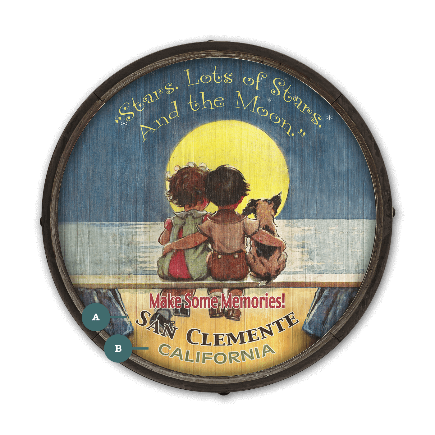 Stars and the Moon: Ocean - Barrel End Wall Art