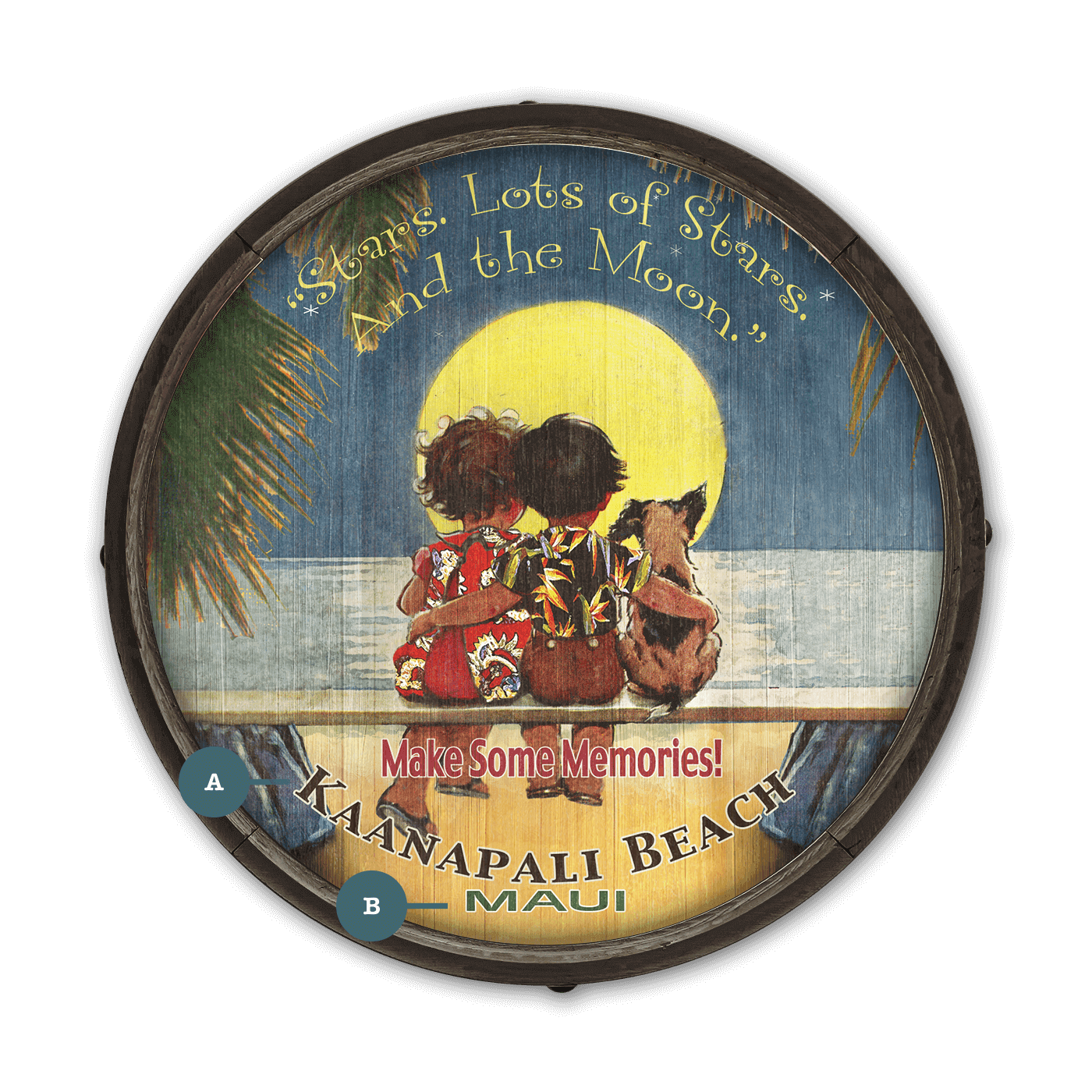 Stars and the Moon: Tropical - Barrel End Wall Art
