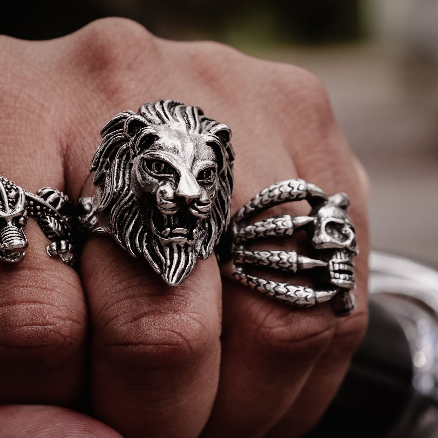 Stainless Steel Roaring Lion Ring