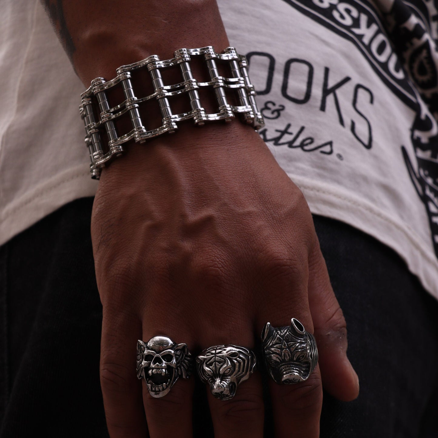 Stainless Steel Heavy Double Bike Chain Bracelet