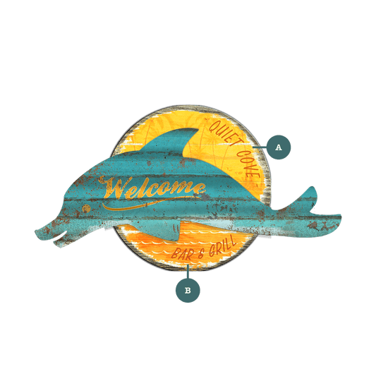 Coastal Metal Dolphin Welcome Sign