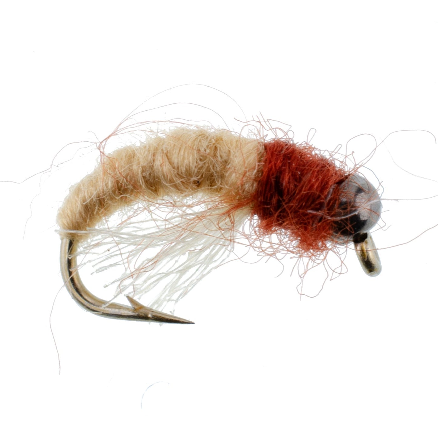3 Pack Bead Head Tan Brown Caddis Larva Nymph Hook Size 12